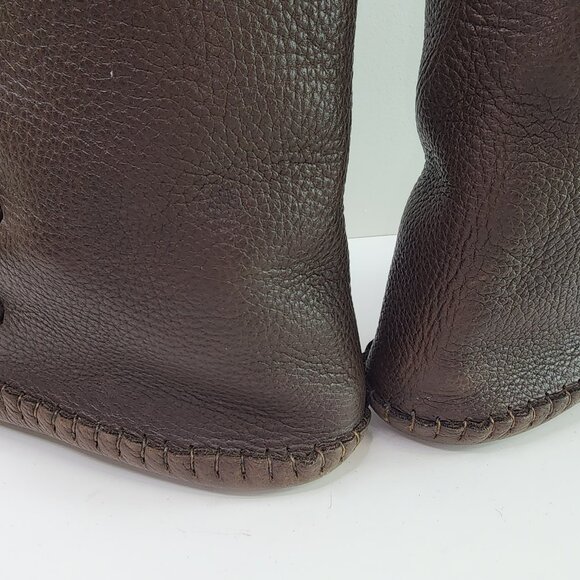Vintage Handmade Leather Lace Tall High Moccasin (9 US) - Picture 8 of 11